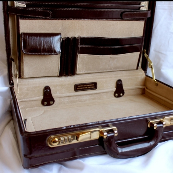 VINTAGE Genuine Leather Suitcase Buxton Brown | Excellent Condition Retro Unisex - Picture 10 of 15